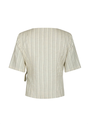 Simmo stripe eyelet bluse Offwhite Neo Noir 
